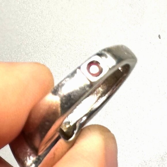 Elle Sterling Silver & Monster Topaz Ring with Signature Ruby Accent — EUC - Picture 11 of 12